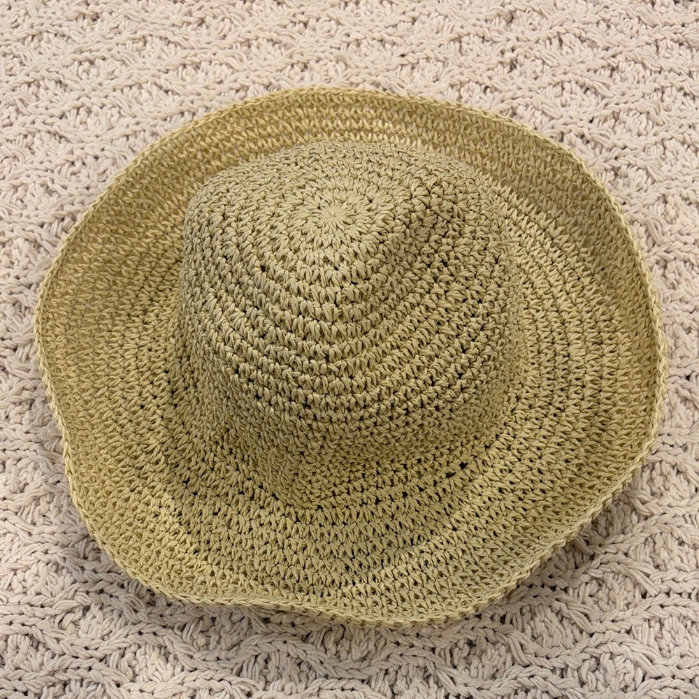 H&M Straw Crochet Floppy Sun Hat - Beige